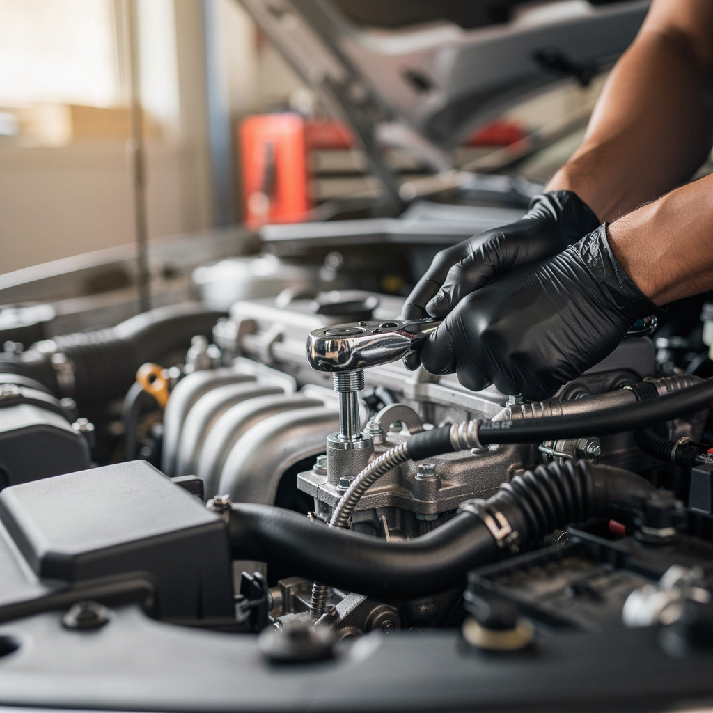 Dan's Auto Repair expert mechanic performing a diagnostic check on a Toyota vehicle in San Diego