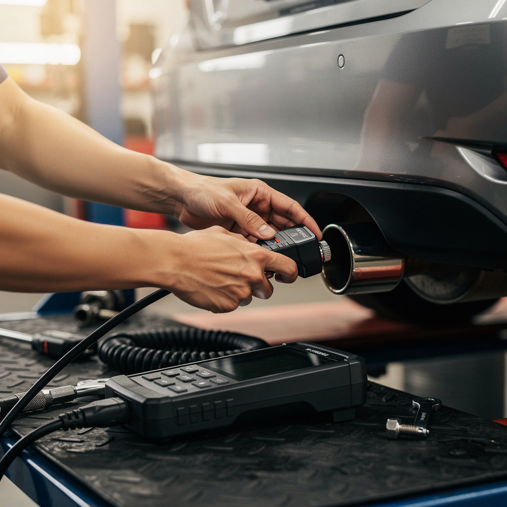 Dan's Auto Repair certified technician performing a smog check in San Diego