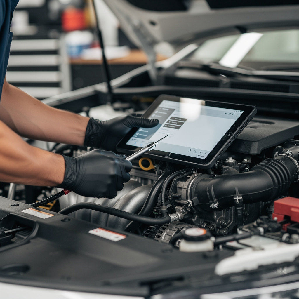 Dan's Auto Repair Toyota specialist technician performing precise diagnostics in San Diego
